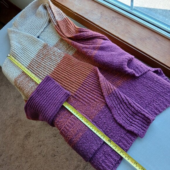 Olivia Sky Horizontal Ombre Colorblock Sweater 3X shawl collar pockets shrug - Picture 11 of 15